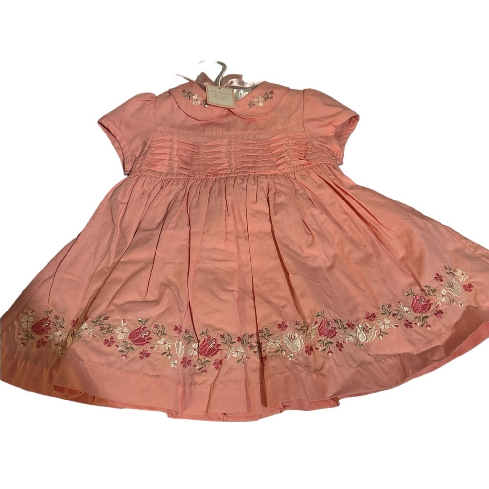 First Impressions - NWT- Size 6-9 months Pink Dress Embroidered Flowers